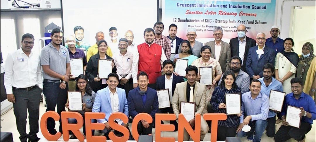 Crescent Innovation & Incubation Council releases Rs 2.5 crore grant to 12 startups